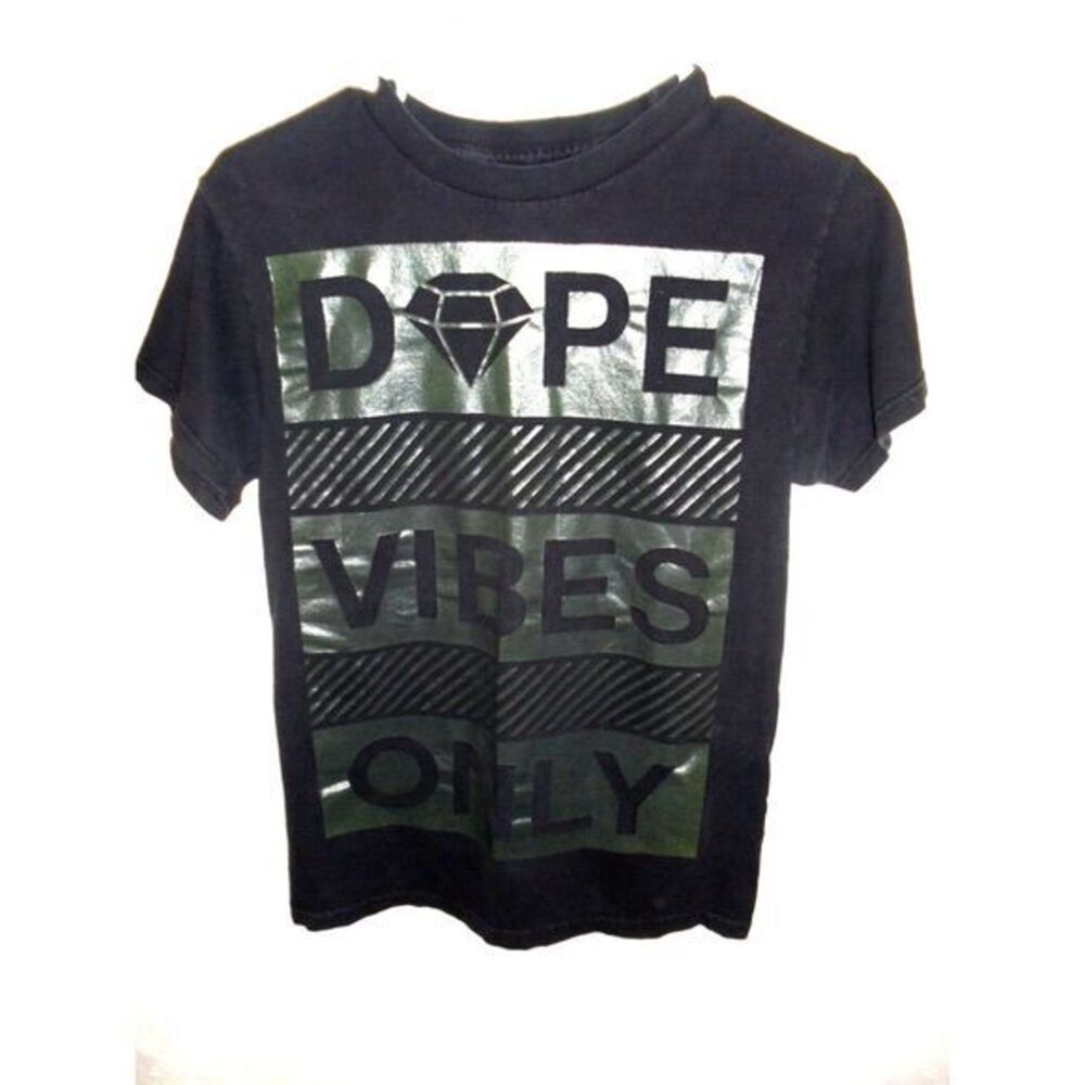 Popular Poison "Dope Vibes Only" Black Gold Foil Tee T-Shirt‎ Medium